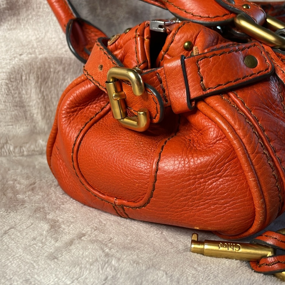 Chloe Orange Leather Satchel - Picture 4 of 12
